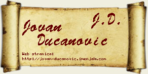 Jovan Ducanović vizit kartica
